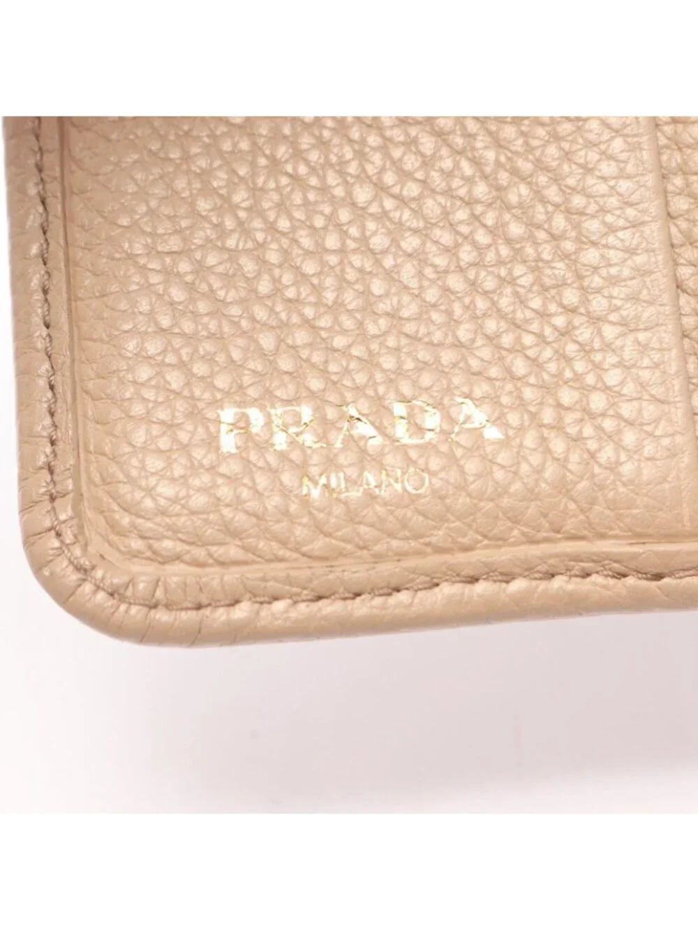 Prada Bifold Wallet Beige Leather L